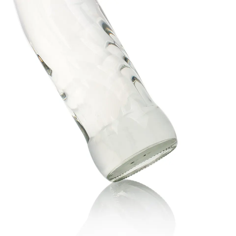 Clear glass soda bottle with 26 mm crown finish, 330 ml