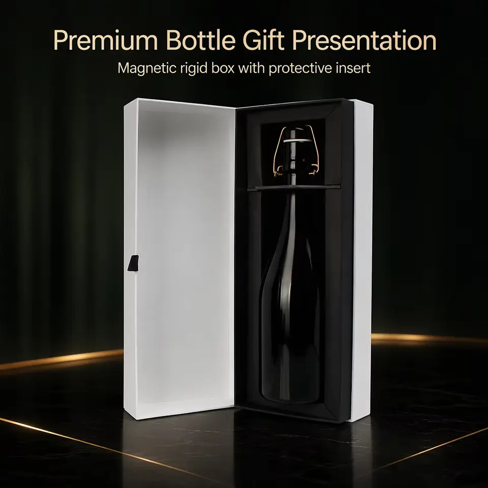Open-out rigid paper case for spirit bottles