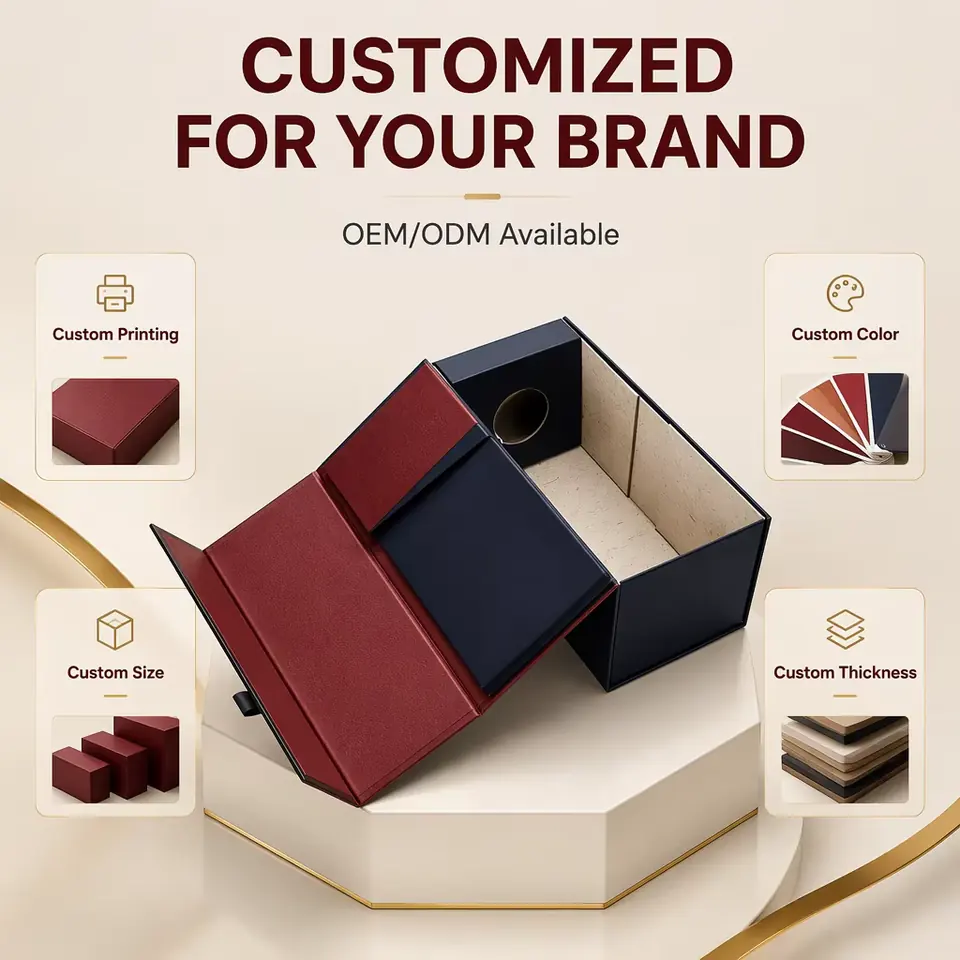 Rigid paper gift box for whiskey bottles, foil and spot UV