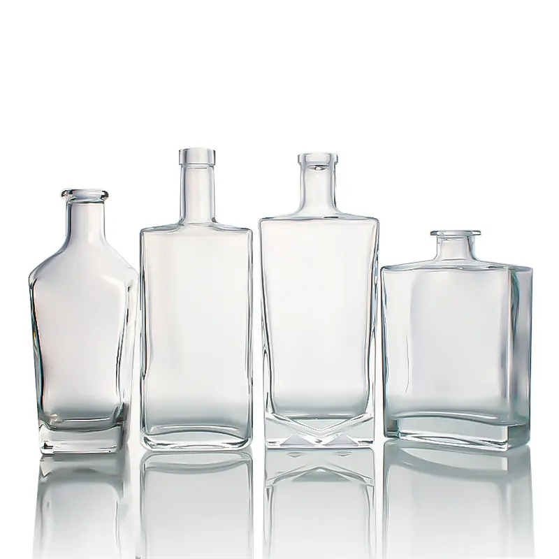 Round 750 ml glass spirits bottle with cork finish