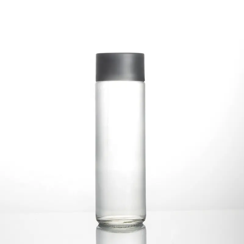 Round flint glass water bottle with screw cap, 200–1000 ml