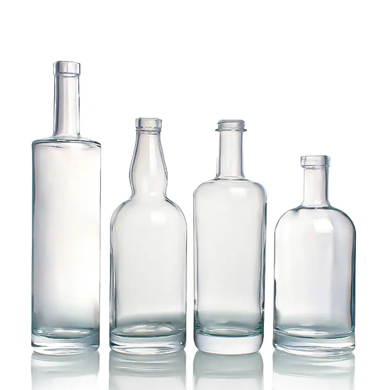 Round super flint glass spirits bottle with screw cap, 750 ml