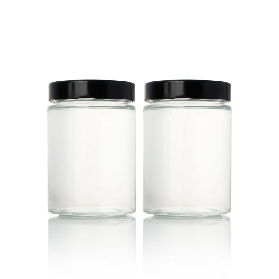 Straight-sided round glass honey jar, 350–1000 ml