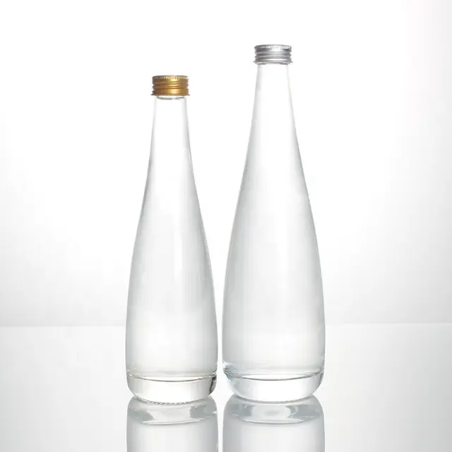 Water-drop glass bottle with screw cap, 330–750 ml